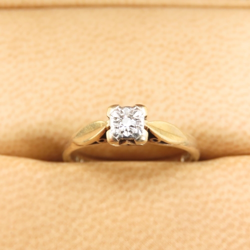 398 - Old European Cut Solitaire Diamond Ladies Ring Mounted on 9 Carat Yellow Gold Band Ring Size J