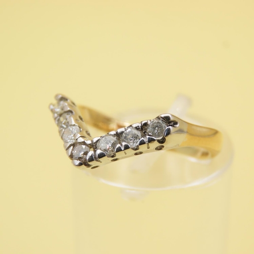 399 - V Form Diamond 18 Carat Yellow Gold Ring Size K and a Half