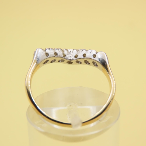 399 - V Form Diamond 18 Carat Yellow Gold Ring Size K and a Half