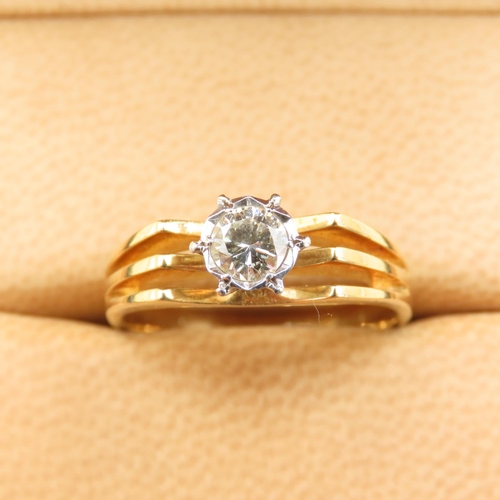 402 - Diamond Solitaire Ring Mounted on 18 Carat Yellow Gold Band Size Q and a Half High Colour and Scinti... 