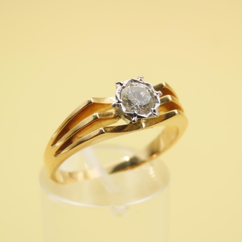 402 - Diamond Solitaire Ring Mounted on 18 Carat Yellow Gold Band Size Q and a Half High Colour and Scinti... 