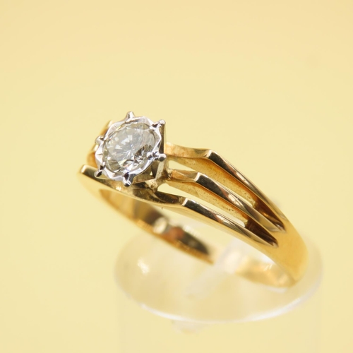 402 - Diamond Solitaire Ring Mounted on 18 Carat Yellow Gold Band Size Q and a Half High Colour and Scinti... 