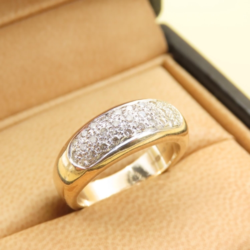 Diamond Set 9 Carat Yellow Gold Band Ring Size N 0.5 Carat of Diamonds Approximately