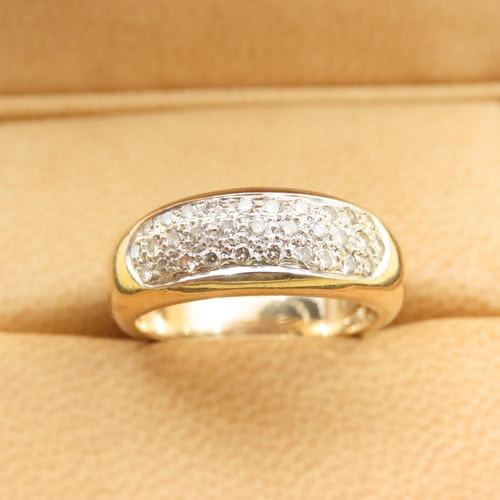 406 - Diamond Set 9 Carat Yellow Gold Band Ring Size N 0.5 Carat of Diamonds Approximately