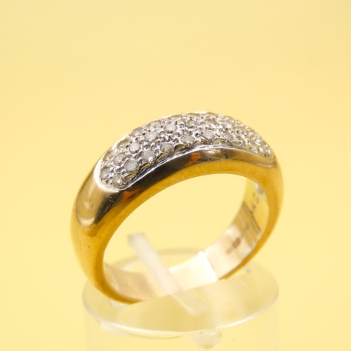 406 - Diamond Set 9 Carat Yellow Gold Band Ring Size N 0.5 Carat of Diamonds Approximately