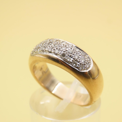 406 - Diamond Set 9 Carat Yellow Gold Band Ring Size N 0.5 Carat of Diamonds Approximately