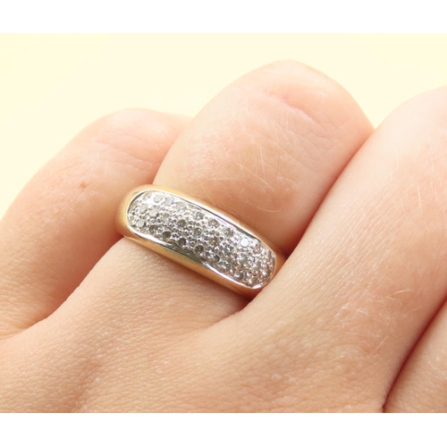 406 - Diamond Set 9 Carat Yellow Gold Band Ring Size N 0.5 Carat of Diamonds Approximately