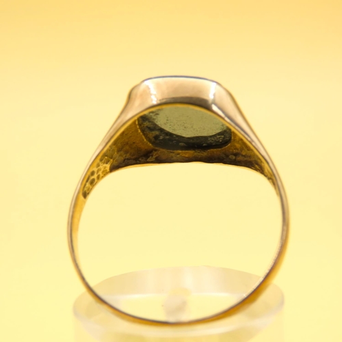 409 - Hematite Panel Set 9 Carat Yellow Gold Signet Ring Size S