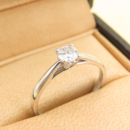 421 - Diamond Solitaire Ring Approximately .50 Carat Mounted on 9 Carat White Gold Band Size W