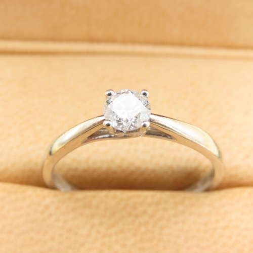 421 - Diamond Solitaire Ring Approximately .50 Carat Mounted on 9 Carat White Gold Band Size W