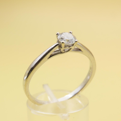 421 - Diamond Solitaire Ring Approximately .50 Carat Mounted on 9 Carat White Gold Band Size W