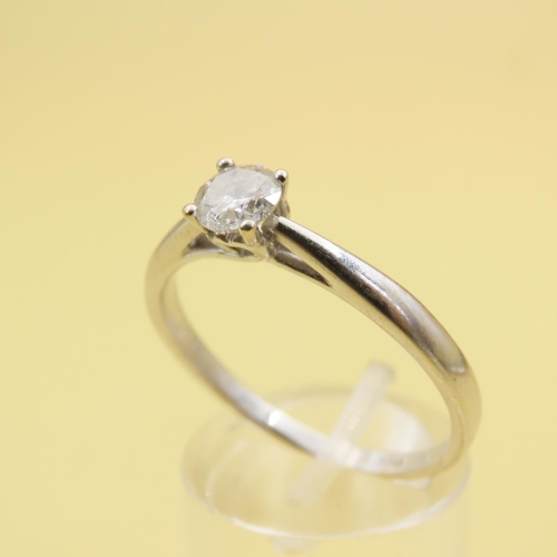 421 - Diamond Solitaire Ring Approximately .50 Carat Mounted on 9 Carat White Gold Band Size W