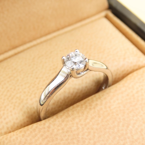 Diamond Solitaire Ring Mounted on Platinum Band Ring Size N