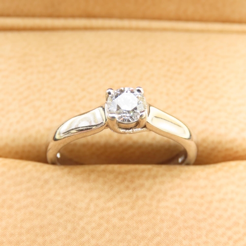 425 - Diamond Solitaire Ring Mounted on Platinum Band Ring Size N