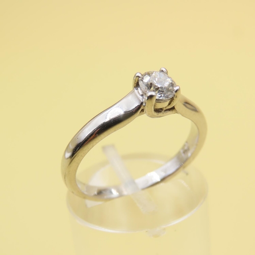 425 - Diamond Solitaire Ring Mounted on Platinum Band Ring Size N