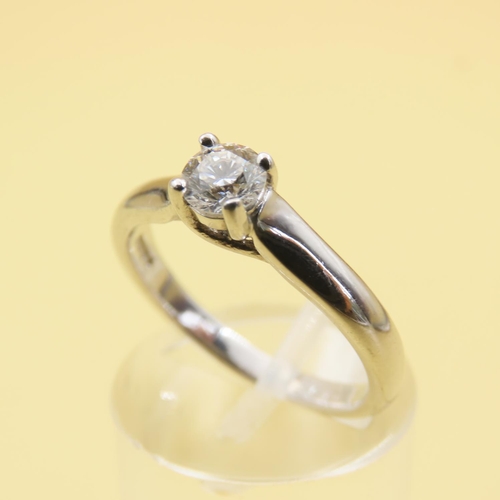 425 - Diamond Solitaire Ring Mounted on Platinum Band Ring Size N