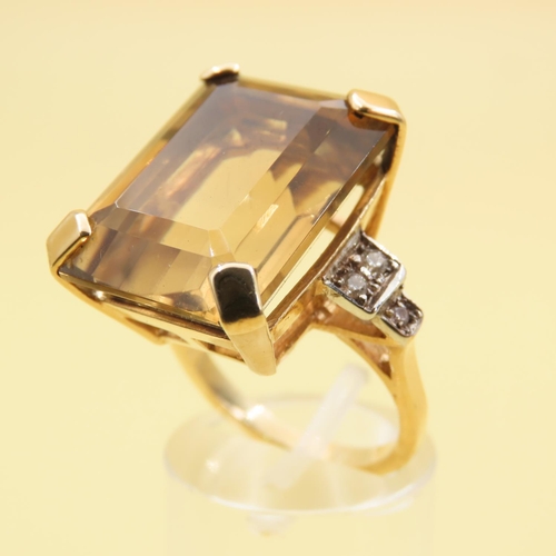 426 - Citrine and Diamond Set Statement Ring Mounted on 18 Carat Yellow Gold Band Citrine of Rich Golden C... 