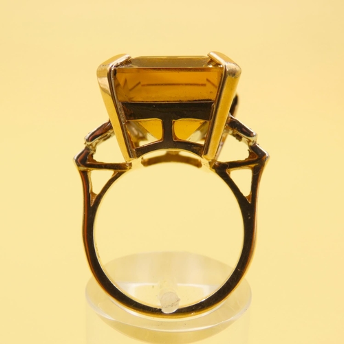 426 - Citrine and Diamond Set Statement Ring Mounted on 18 Carat Yellow Gold Band Citrine of Rich Golden C... 