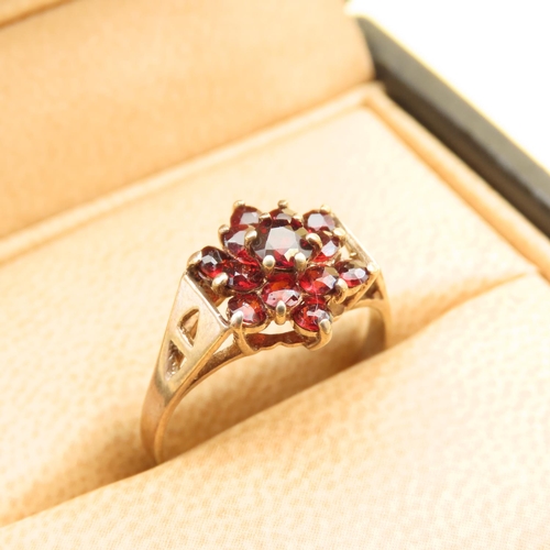 427 - Garnet Cluster Ring Mounted on 9 Carat Yellow Gold Band Ring Size O