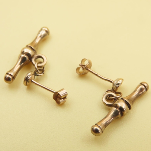 428 - Pair of 9 Carat Rose Gold T-Bar Motif Ladies Earrings