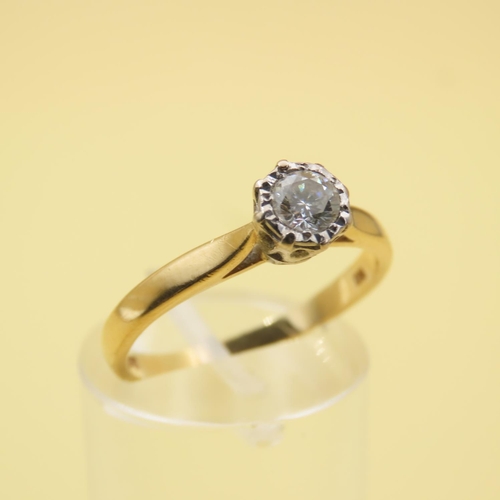 431 - Diamond solitaire Ring Mounted on 18 Carat Yellow Gold Band Size N