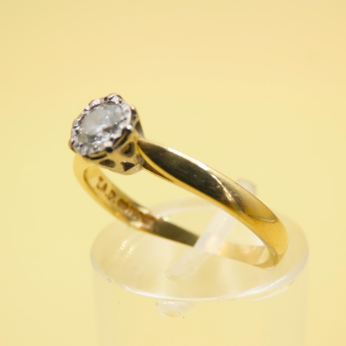 431 - Diamond solitaire Ring Mounted on 18 Carat Yellow Gold Band Size N