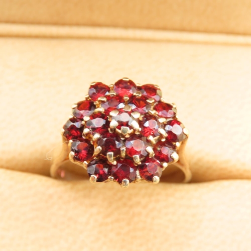 433 - Garnet Set Cluster Ring Mounted on 9 Carat Yellow Gold Band Size P