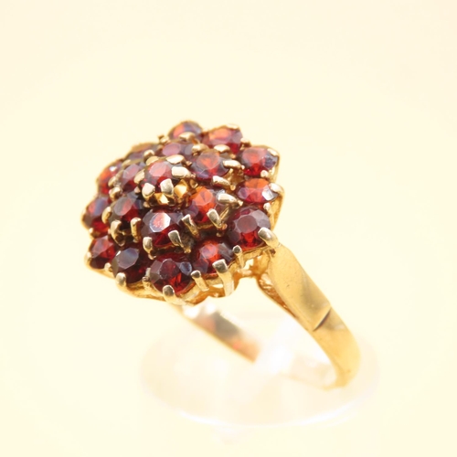 433 - Garnet Set Cluster Ring Mounted on 9 Carat Yellow Gold Band Size P