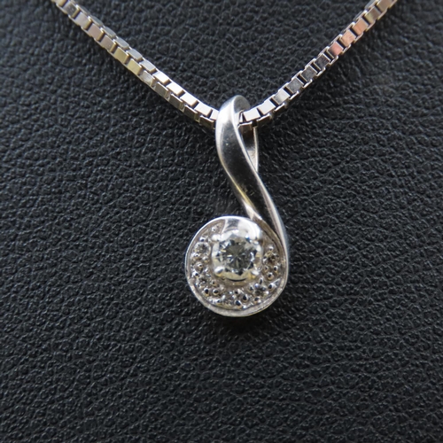 435 - Diamond solitaire Pendant Necklace Set in 9 Carat White Gold Further Set in White Gold Chain