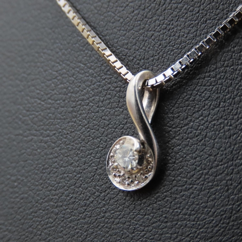 435 - Diamond solitaire Pendant Necklace Set in 9 Carat White Gold Further Set in White Gold Chain