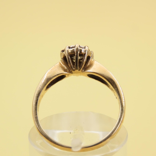 442 - Diamond Solitaire Ring Mounted on 9 Carat Yellow Gold Band Further Diamonds to Shoulders Ring Size K