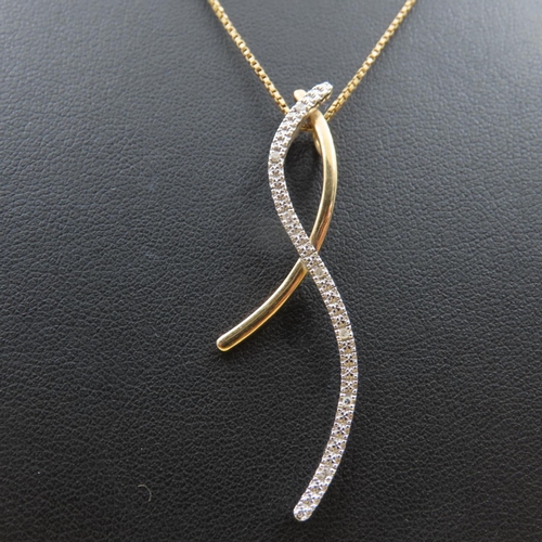 444 - 9 Carat Yellow and White Gold Pendant of Modernist Form Mounted on 18 Carat Yellow Gold Chain 66cm L... 