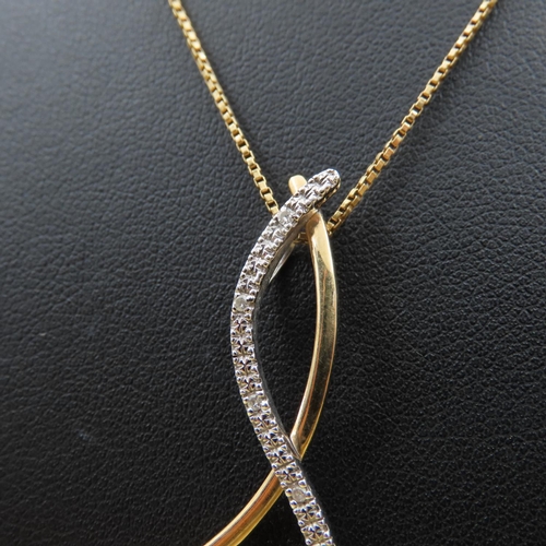 444 - 9 Carat Yellow and White Gold Pendant of Modernist Form Mounted on 18 Carat Yellow Gold Chain 66cm L... 