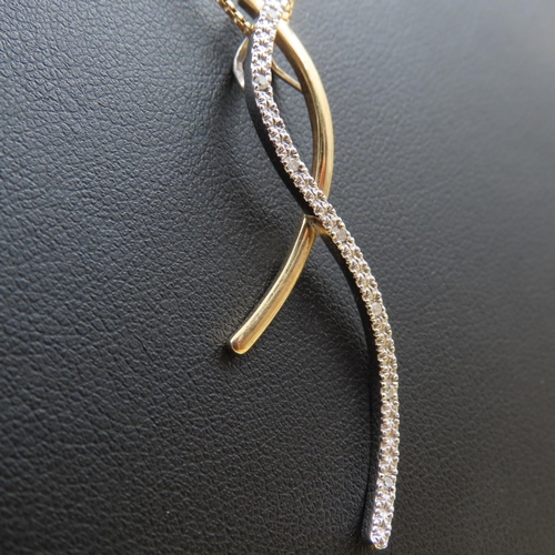 444 - 9 Carat Yellow and White Gold Pendant of Modernist Form Mounted on 18 Carat Yellow Gold Chain 66cm L... 