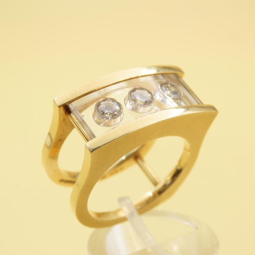 446 - Three Stone Diamond Ring Mounted on 18 Carat Yellow Gold Band Ring Size N and a Half