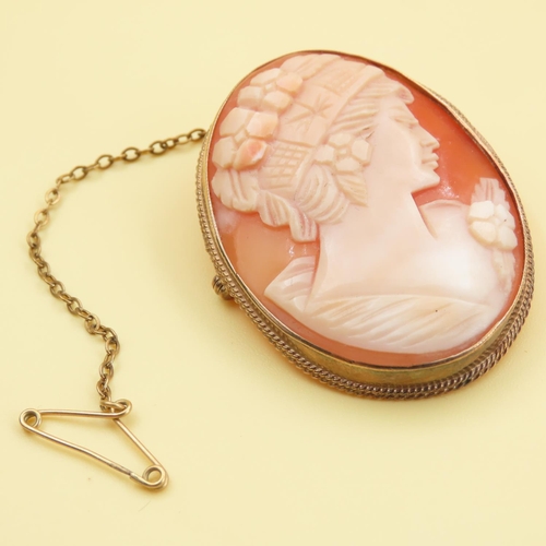 449 - 9 Carat Yellow Gold Mounted Cameo Brooch 4.5cm High