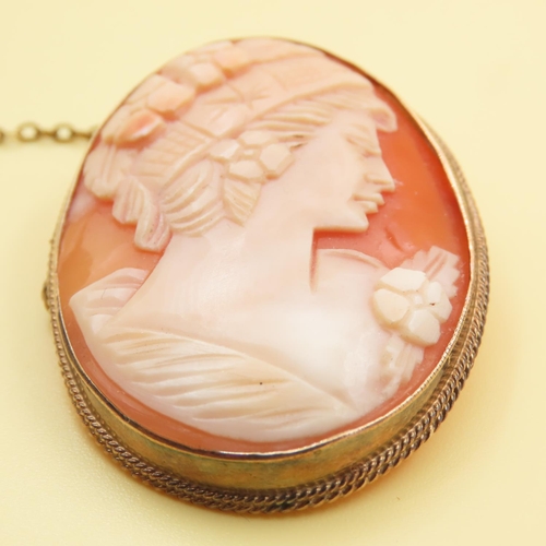 449 - 9 Carat Yellow Gold Mounted Cameo Brooch 4.5cm High