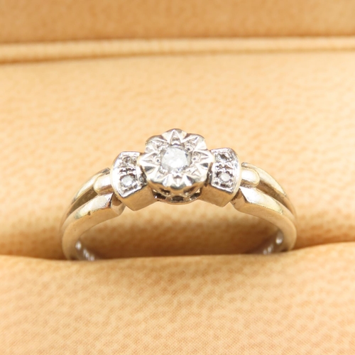 452 - Diamond Set 9 Carat White Gold Ladies Ring with Further Set Diamond Decoration to Shoulders Ring Siz... 