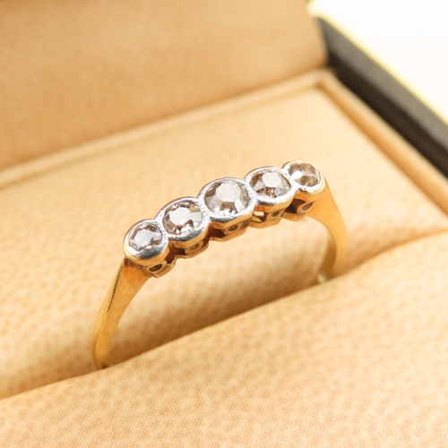 457 - Five Stone Diamond Ring Set in Platinum Mounted on 18 Carat Yellow Gold Band Ring Size S