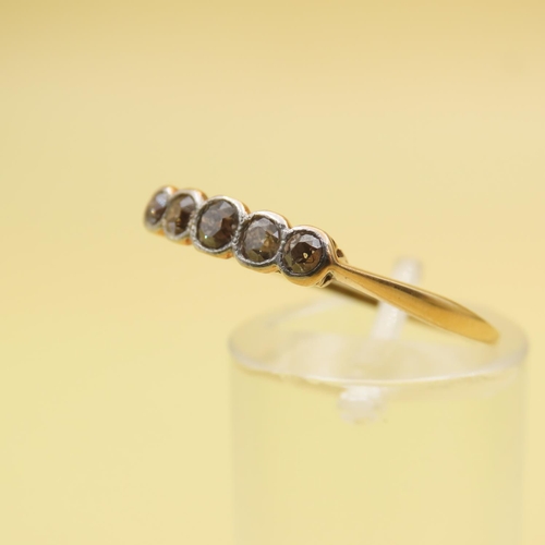 457 - Five Stone Diamond Ring Set in Platinum Mounted on 18 Carat Yellow Gold Band Ring Size S