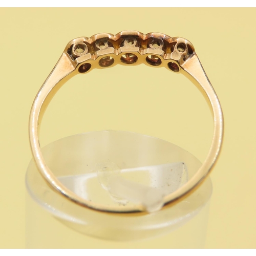 457 - Five Stone Diamond Ring Set in Platinum Mounted on 18 Carat Yellow Gold Band Ring Size S