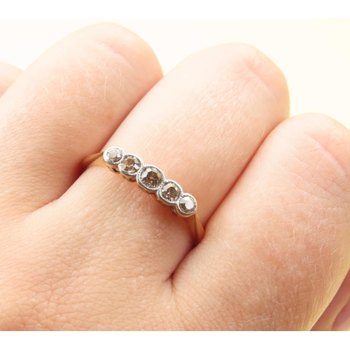 457 - Five Stone Diamond Ring Set in Platinum Mounted on 18 Carat Yellow Gold Band Ring Size S