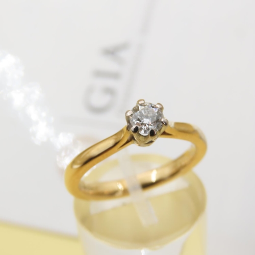 458 - Diamond solitaire Ring Mounted on 18 Carat Yellow Gold Band Ring Size M GIA Certificate Present Stat... 