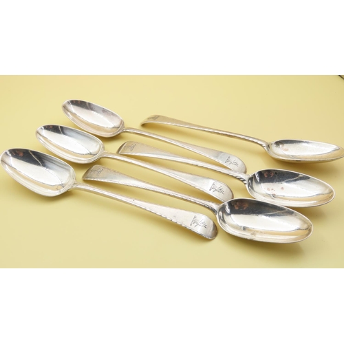 Set of Six Silver Desert Spoons Each 17cm Long