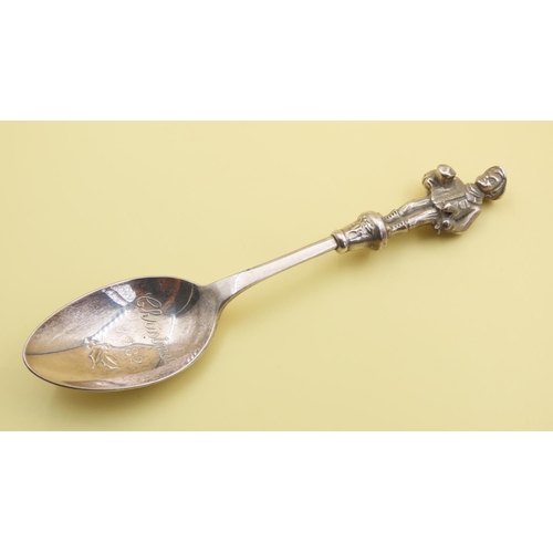 466 - Silver Figure Decorated Presentation Spoon 10cm Long