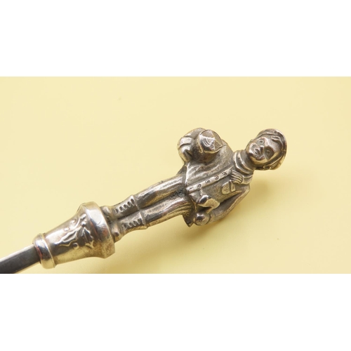 466 - Silver Figure Decorated Presentation Spoon 10cm Long