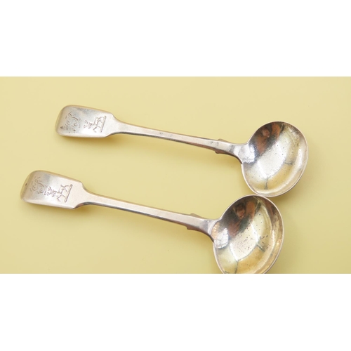 467 - Two Silver Mustard Spoons Each 10cm Long