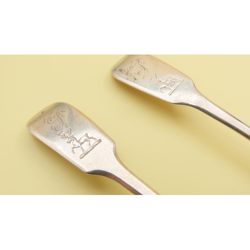 467 - Two Silver Mustard Spoons Each 10cm Long