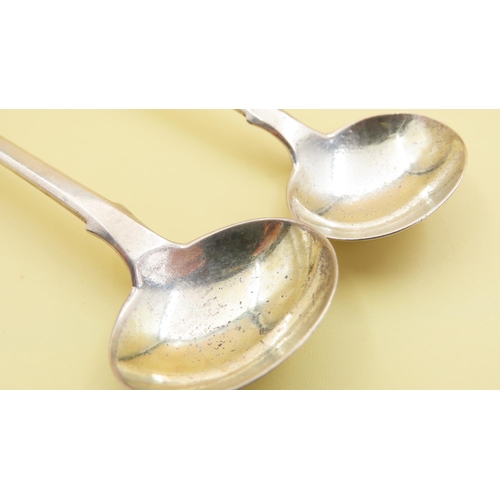 467 - Two Silver Mustard Spoons Each 10cm Long