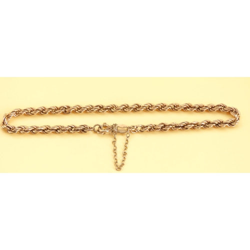 47 - 9 Carat Yellow Gold Rope Chain Bracelet 18cm Long